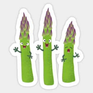 Cute asparagus singing vegetable trio cartoon Sticker